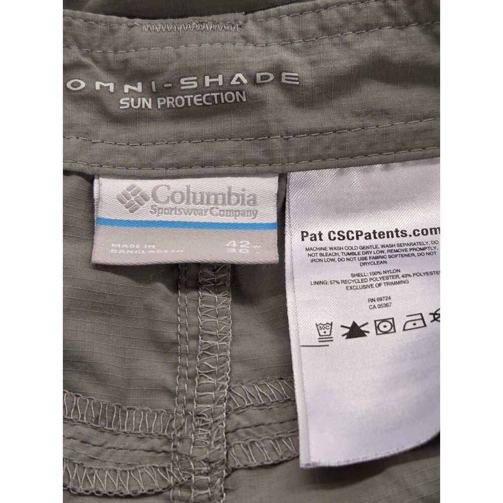 Columbia Omni Shade Cargo Pants Mens 42x30 Gray Hiking Outdoor Lightweight Nylon - Picture 7 of 11